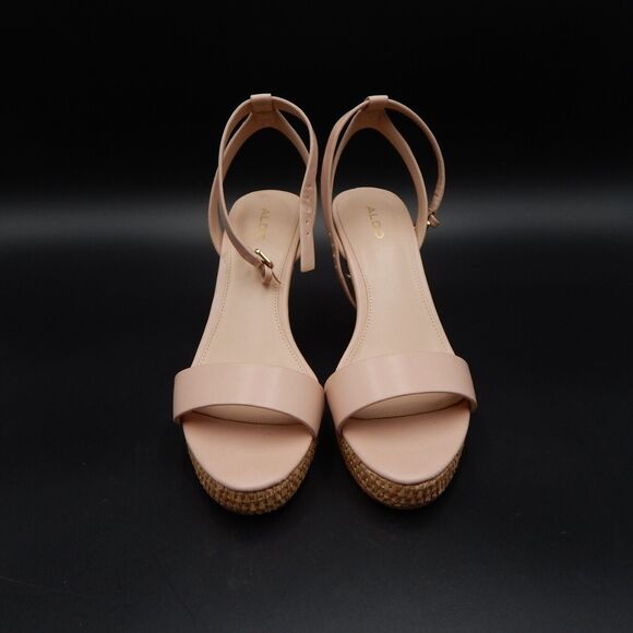 Aldo Legiwien-55 Nude Pink Espadrille Basketweave Wedge Ankle Strap Sz 8-1/2 - Picture 2 of 12
